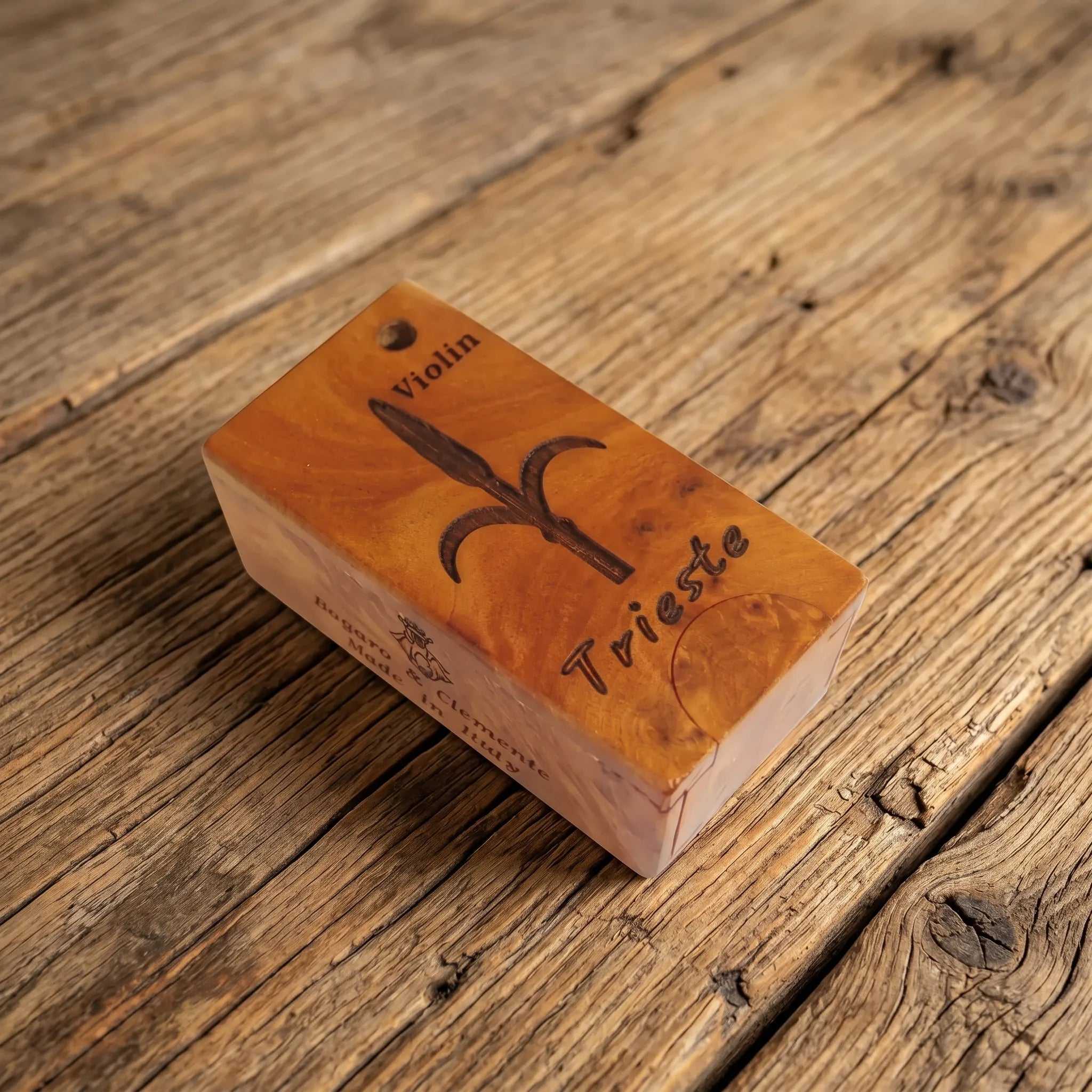 Colophane "TRIESTE" pour Violon, Alto ou Violoncelle - Boîte Coulissante en Bruyère
