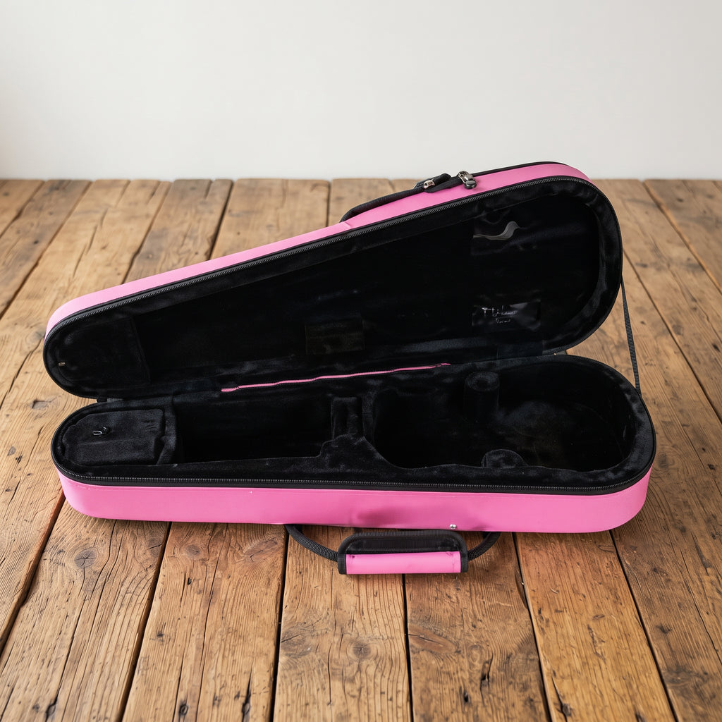 Étui violon 1/4 forme trapèze rose et noir SEB-F14-PN