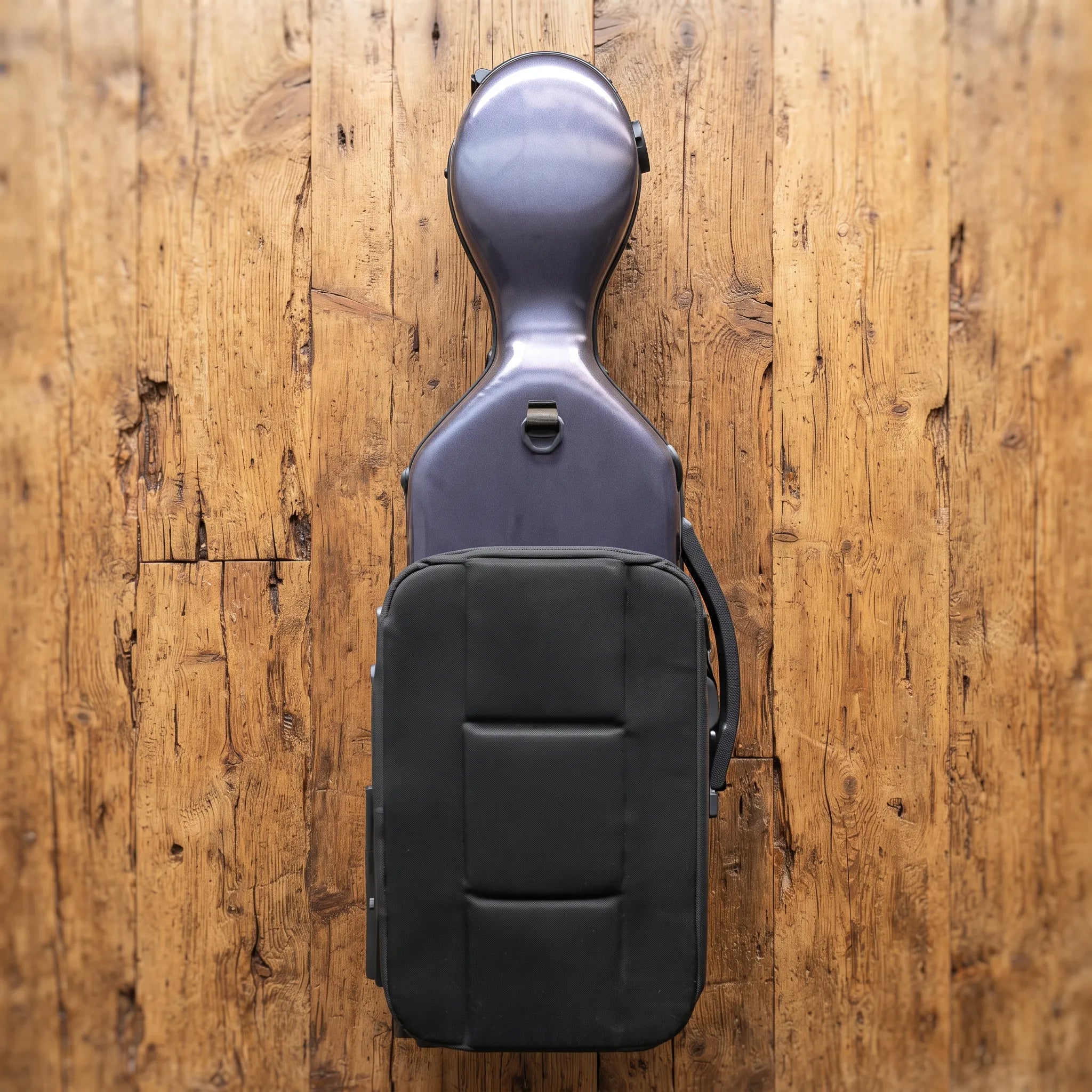 Étui violon 4/4 PC Composite forme "Petit Violoncelle" : effet alu brossé