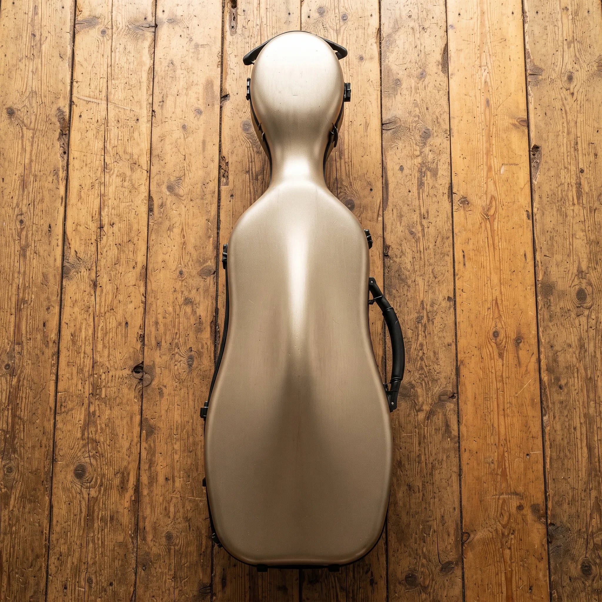 Étui violon 4/4 PC Composite forme "Petit Violoncelle" : effet alu brossé