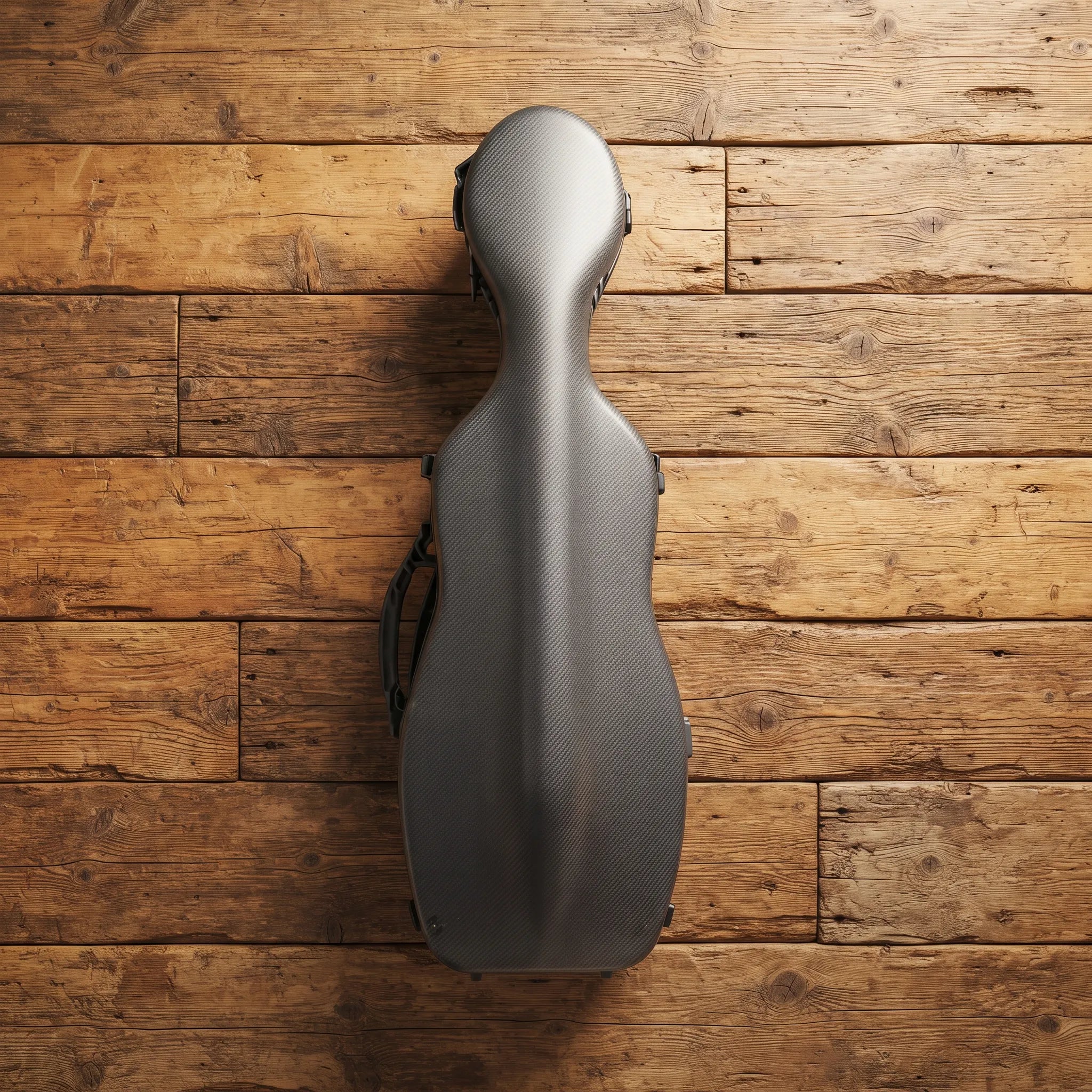Étui violon 4/4 PC Composite forme "Petit Violoncelle" : effet alu brossé