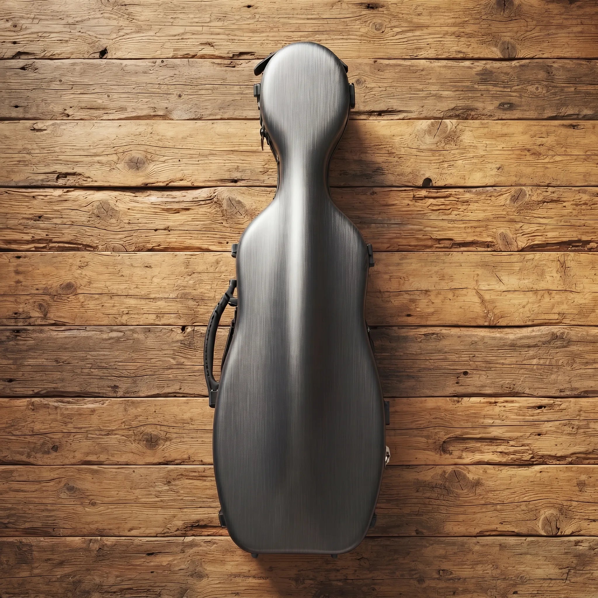 Étui violon 4/4 PC Composite forme "Petit Violoncelle" : effet alu brossé