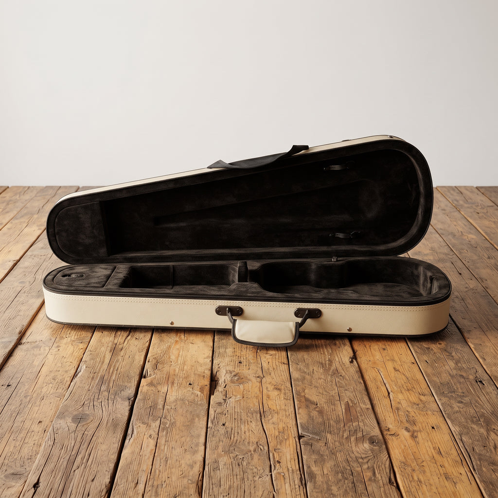 Étui violon 4/4 forme trapèze beige et noir SEB-F44-BBK