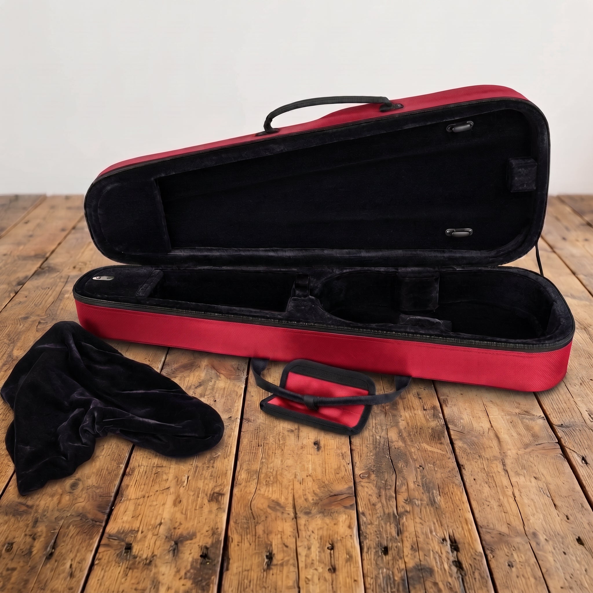 Étui violon 4/4 forme trapèze rouge brique et noir SEB-F44-RN