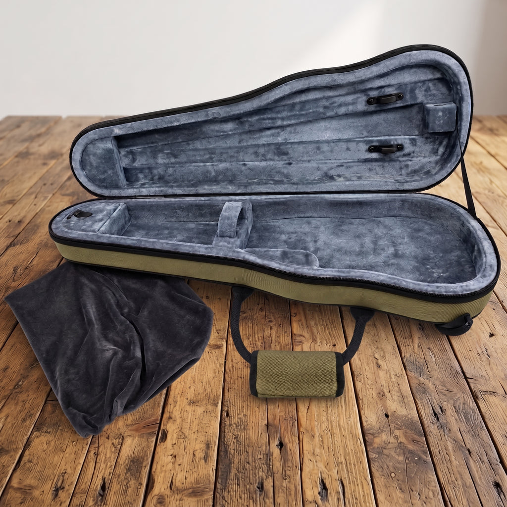 Étui violon 4/4 forme trapèze rigide Waterproof Kaki et Gris SEB-F44W-VG
