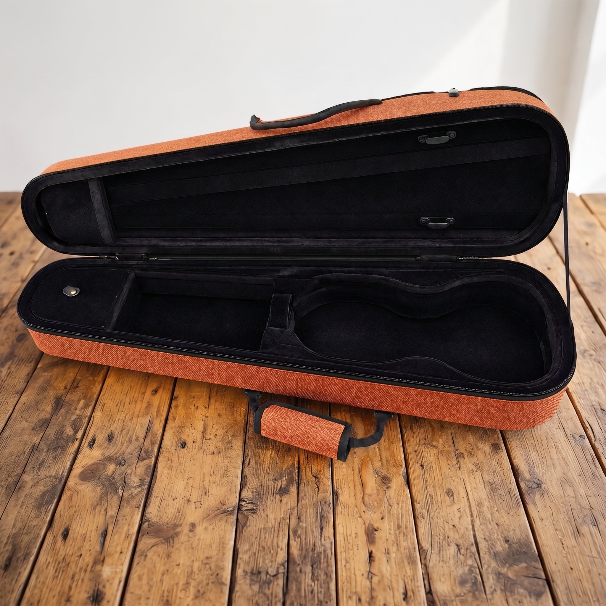Étui violon 4/4 forme trapèze jean orange et noir SEB-F44SN-OB